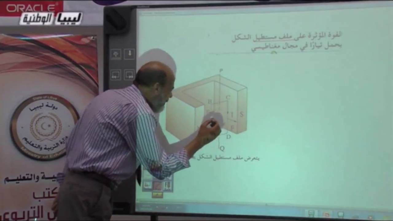 فيزياء الكهربائية - الصف الثالث ثانوي علمي  - القوة المؤثرة علي ملف مستطيل الشكل