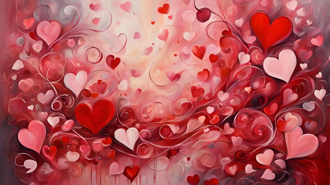 Red and Pink Hearts - Romantic Atmosphere - 2 Hours Ambient Art for TV & Screens