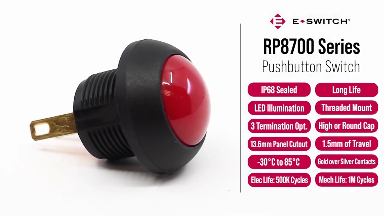 E-Switch RP8700 Series Pushbutton Switch | IP68, Long Life & LED-Ready