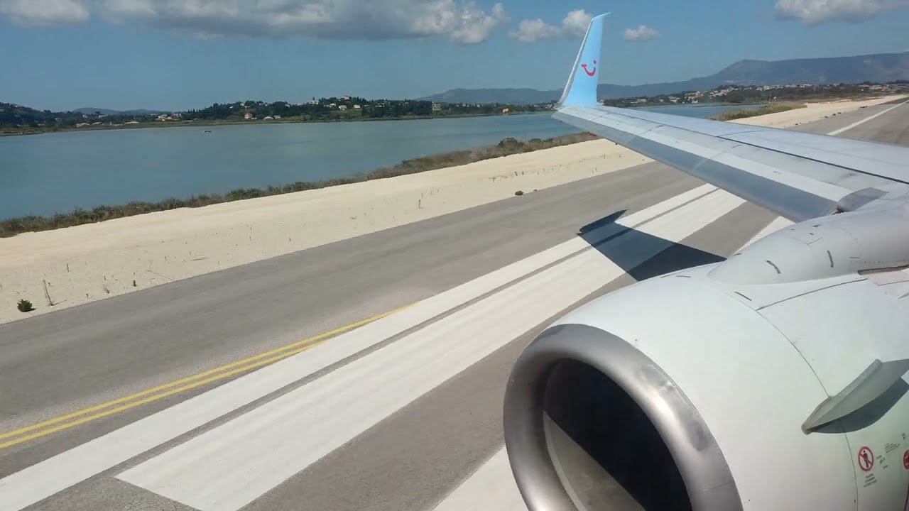 TUI Airways Boeing 737-800 departure from Corfu with aborted takeoff