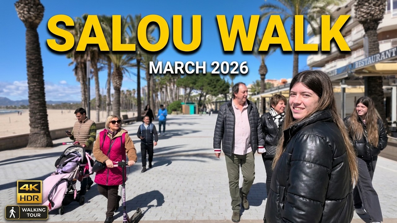 Exploring SALOU Spain ☀️ Saturday Morning Walk | March 14, 12:00 PM | 4K HDR