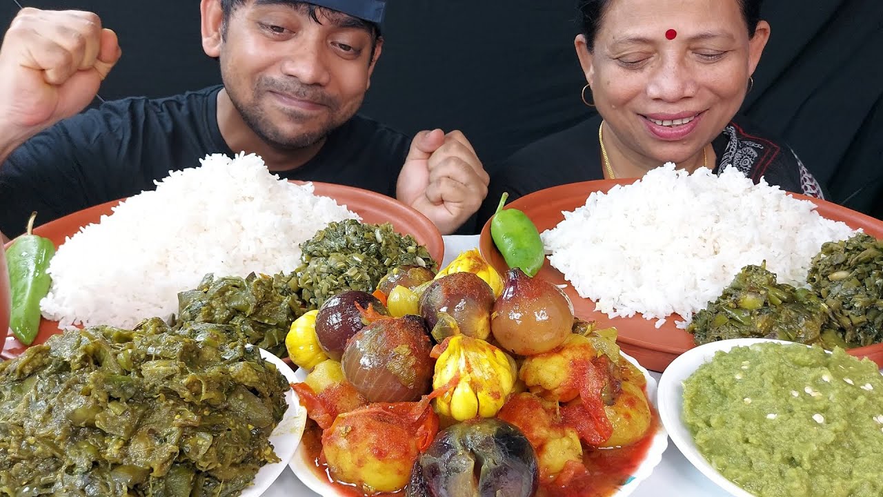 Onion Garlic Curry Eating with Basmati Rice Yummy Food Mukbang