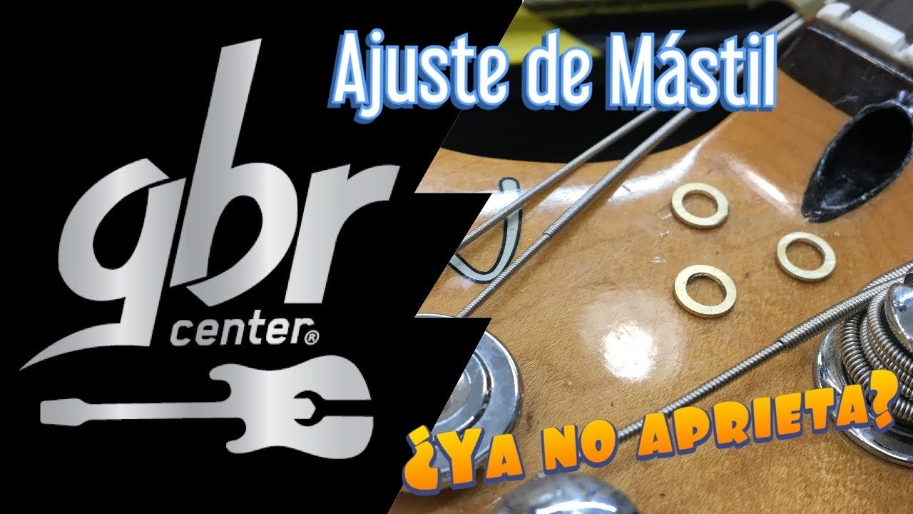 Ajuste del mástil. Enderezar el mástil usando rondanas para ayudar al alma.