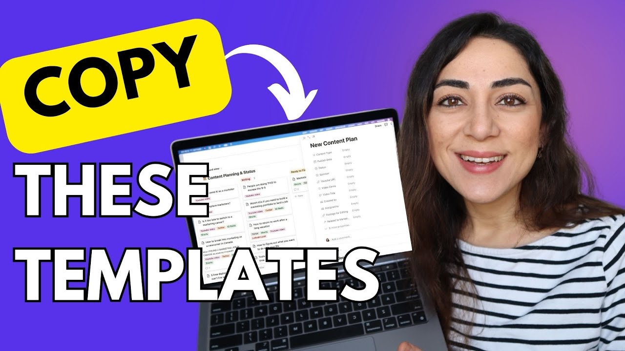 4 MARKETING TEMPLATES that save me hours every week 🤩 - Notion Templates for Busy Marketers