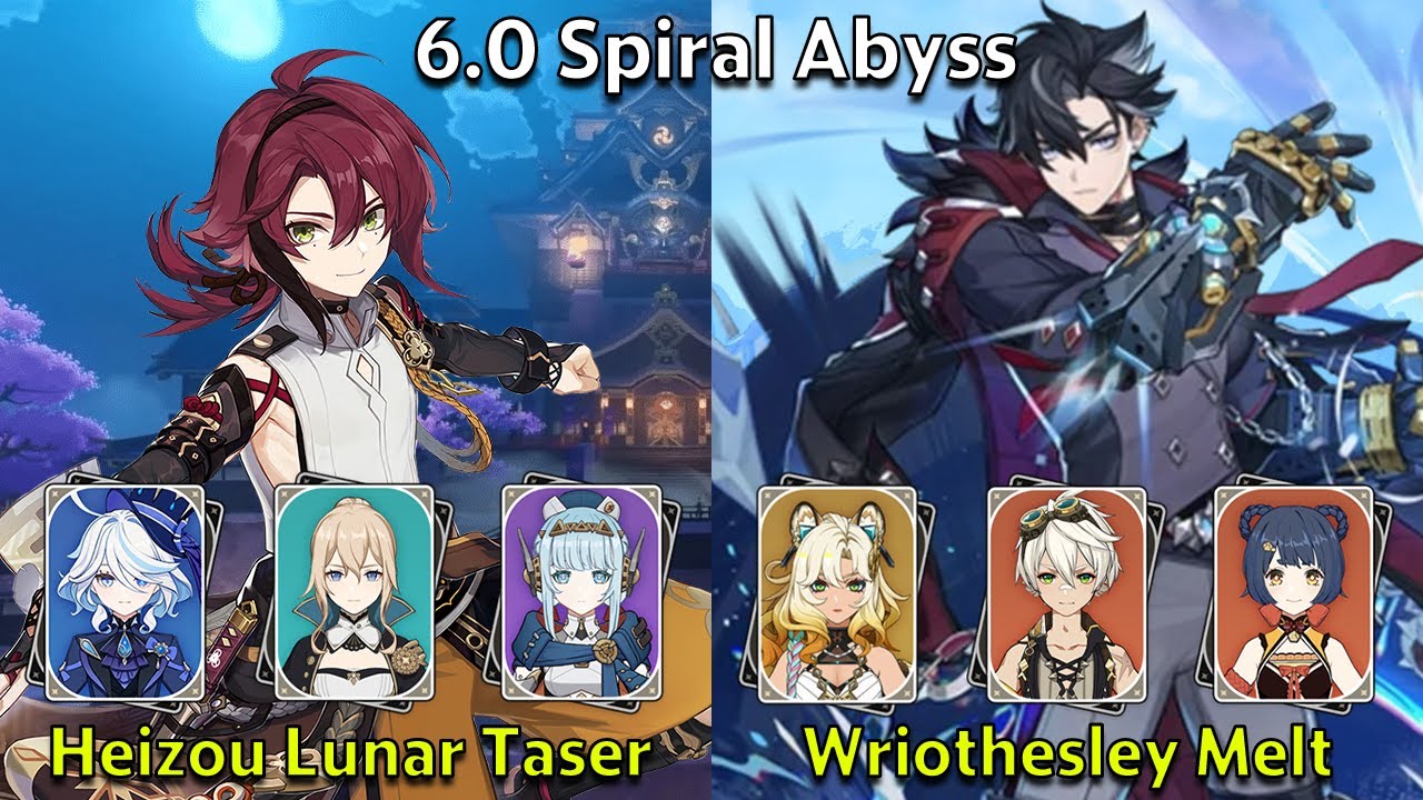 C6 Heizou Lunar Taser & C0 Wriothesley Melt - Genshin Impact 6.0 Spiral Abyss Full Clear