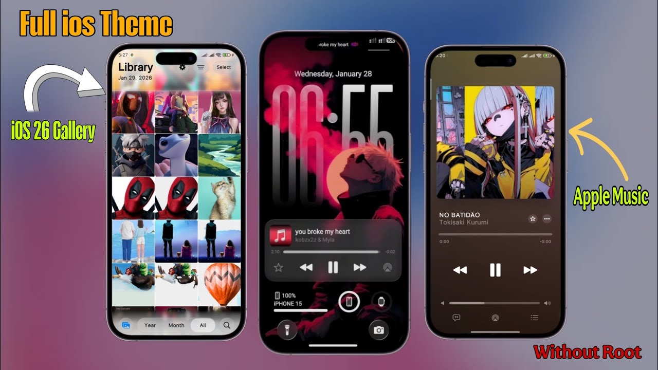 IOS THEME & IOS PHOTOS AND IOS MUSIC PLAYER FULL IOS SETUP WITHOUT ROOT