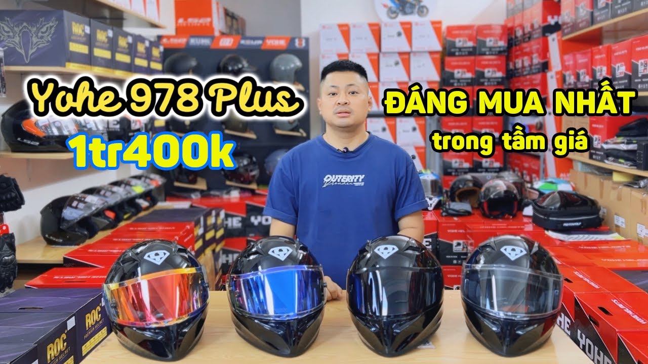 [KHÔNG CÒN BÁN] YOHE 978 Plus ĐEN BÓNG - Fullface 1 kính đáng mua nhất tầm giá loanh quanh 1 triệu