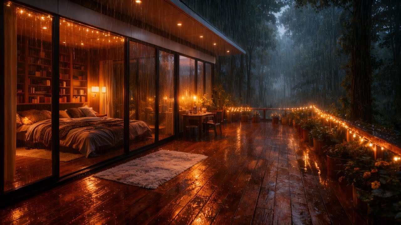 Warm Wooden Cabin | Forest Rain Sounds for Sleep & Relaxation