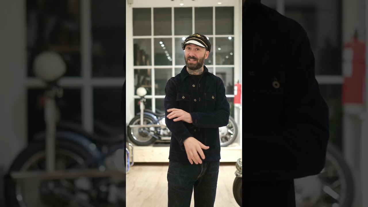 Y2 Leather X The Shop Navy Rough Out Leather Chore Jacket (Shirt)