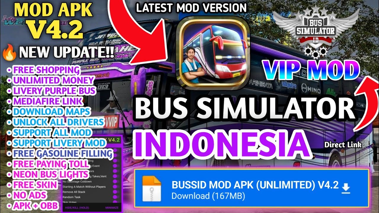 UPDATE! Bus Simulator Indonesia Mod Menu v4.2 For Android 2024 | BUSSID Unlimited Money and Shopping