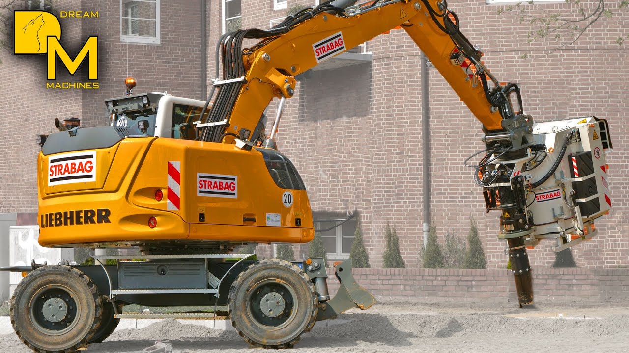 LIEBHERR A918 wheeled excavator🚧👷fascinating suction attachment 🕹️⚙️ digging without damaging roots