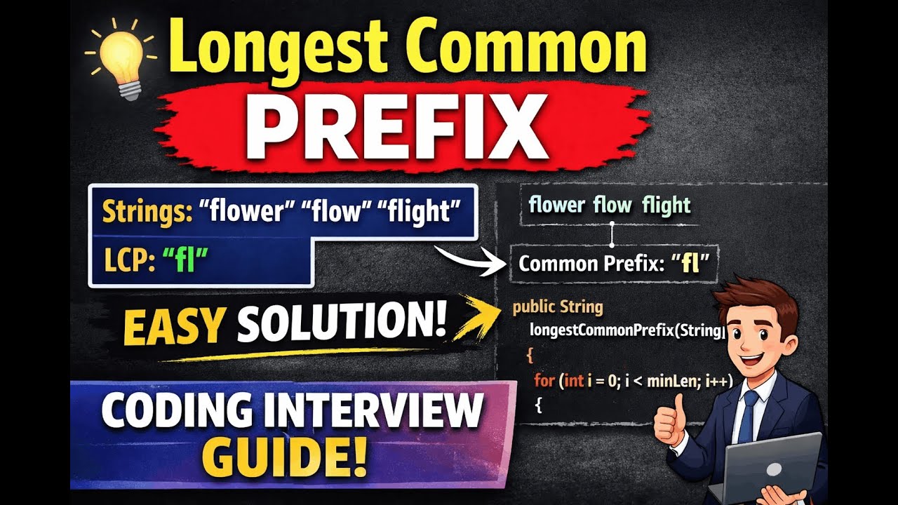Longest Common Prefix Algorithm Made Easy | DSA Interview Questions