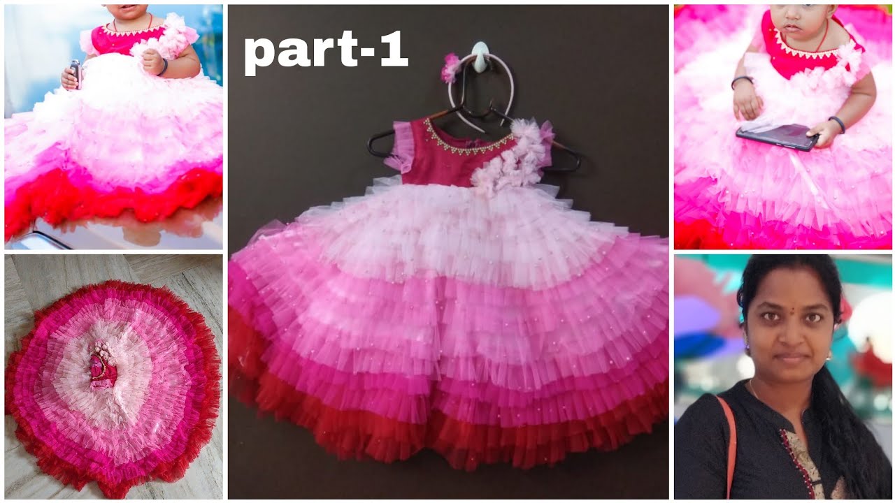 birthday frock ఇంట్లోనే design చేసుకోండి తక్కువ ఖర్చుతో//cutting part-1//in Telugu