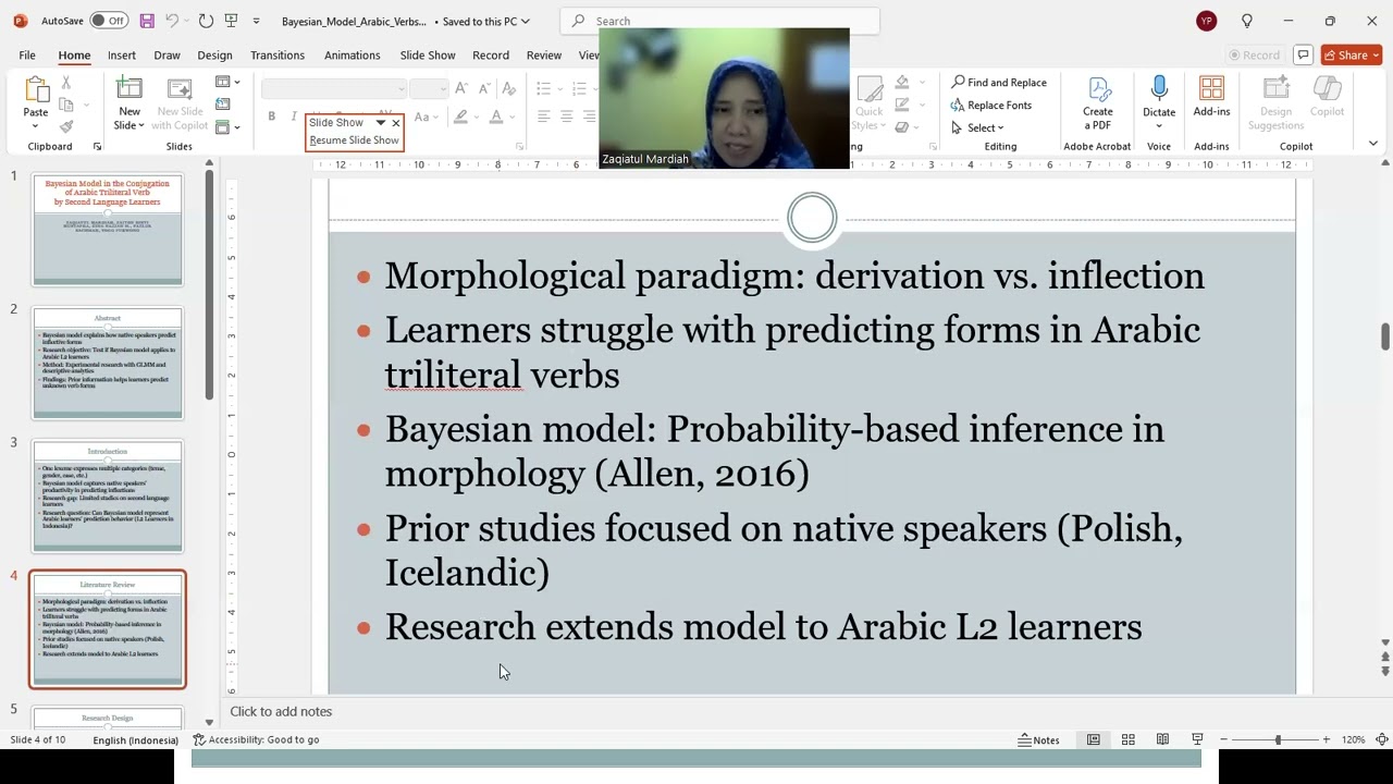 Bayesian Model in the Conjugation of Arabic Triliteral Verb for Second Language Learner