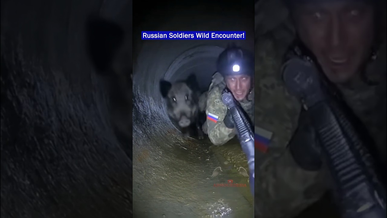 Russian Soldiers Encounter a Wild Animal In a Pipeline!