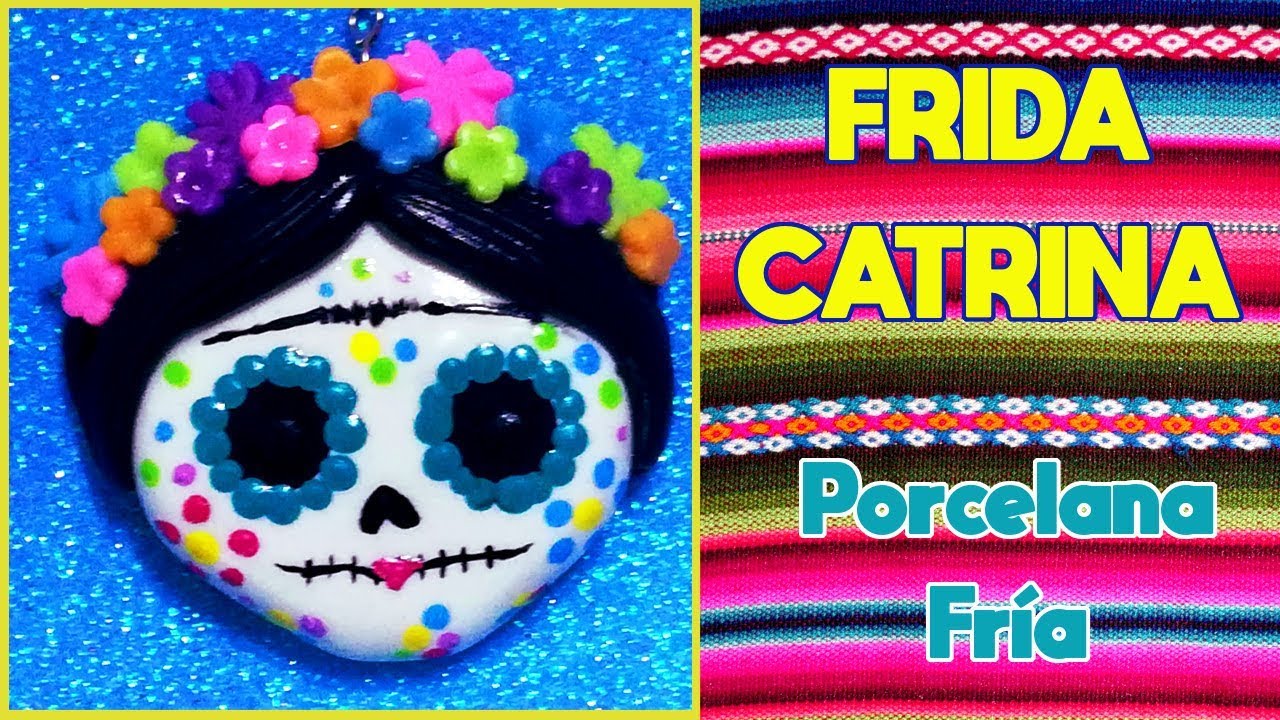 FRIDA CALAVERA MEXICANA EN PORCELANA FRÍA O PASTA FLEXIBLE PARA LLAVERO O COLLAR