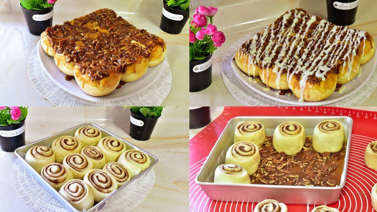(ستيكي بونز)سينابون الكراميل بعجينه متل الغيمه بتنافس المحلات The best sticky buns Cinnabon