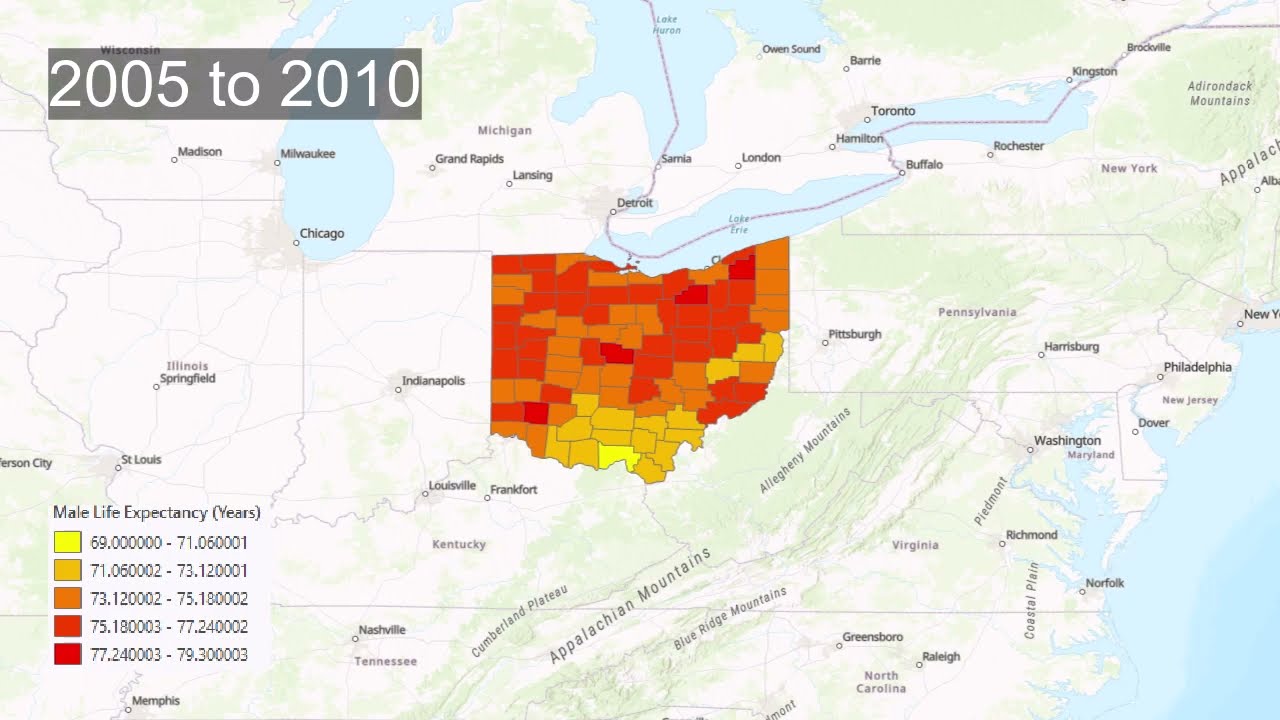 Ohio County Male Life Expectancy