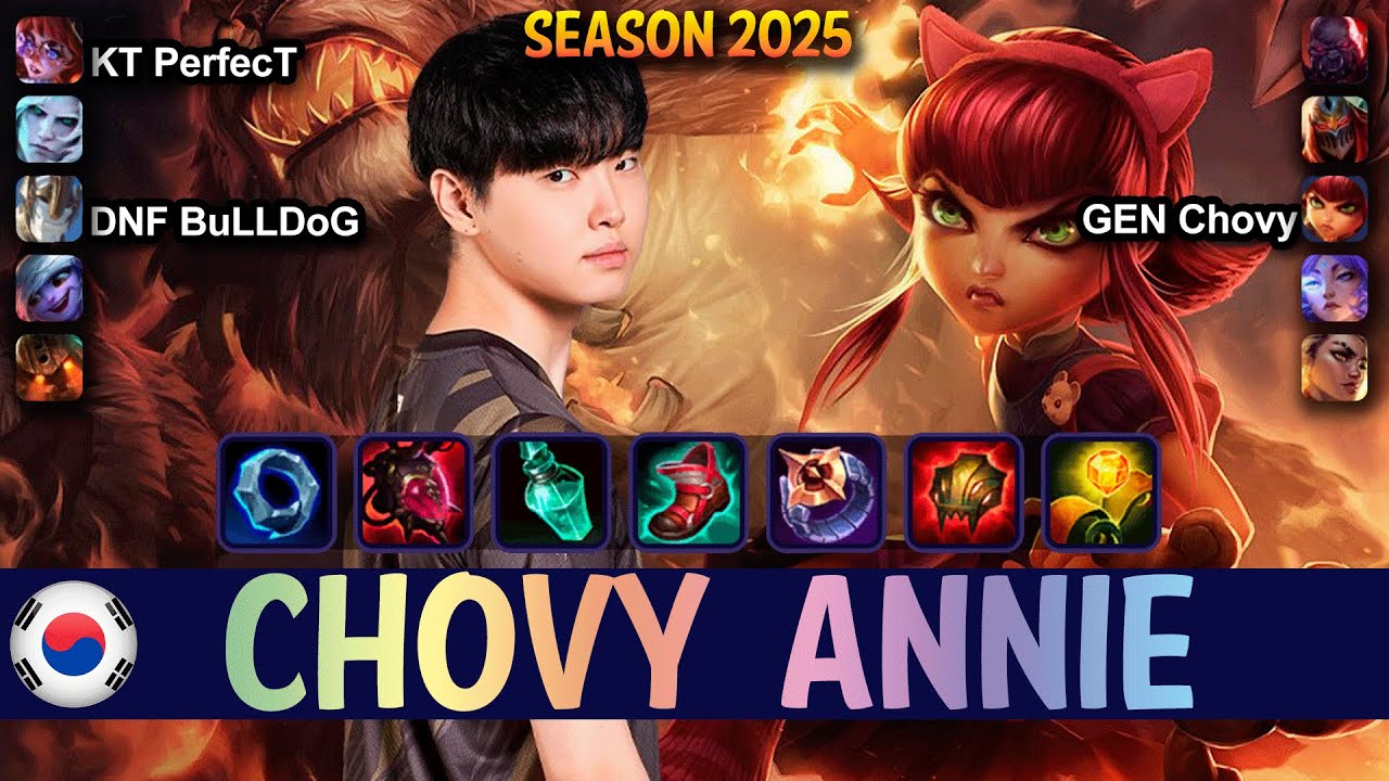 GEN Chovy ANNIE vs DNF BuLLDoG GALIO Mid - Patch 25.15 KR Ranked | lolrec