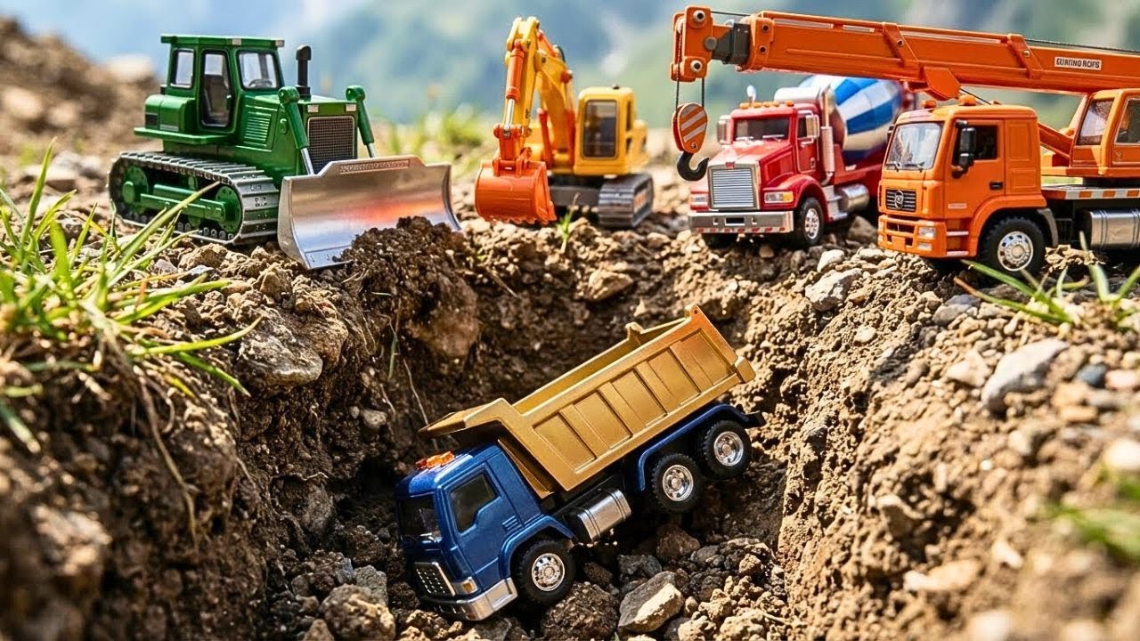 Oh No! Dump Truck Fell in a Hole! 🚜 Construction Vehicles Rescue Team Song