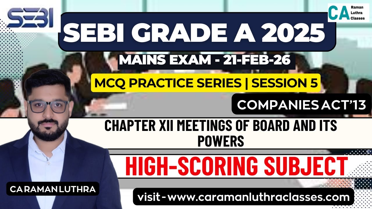 SEBI Grade A 2025 Mains | Chapter XII Meetings of Board and Its Powers | Daily MCQ Practice Session