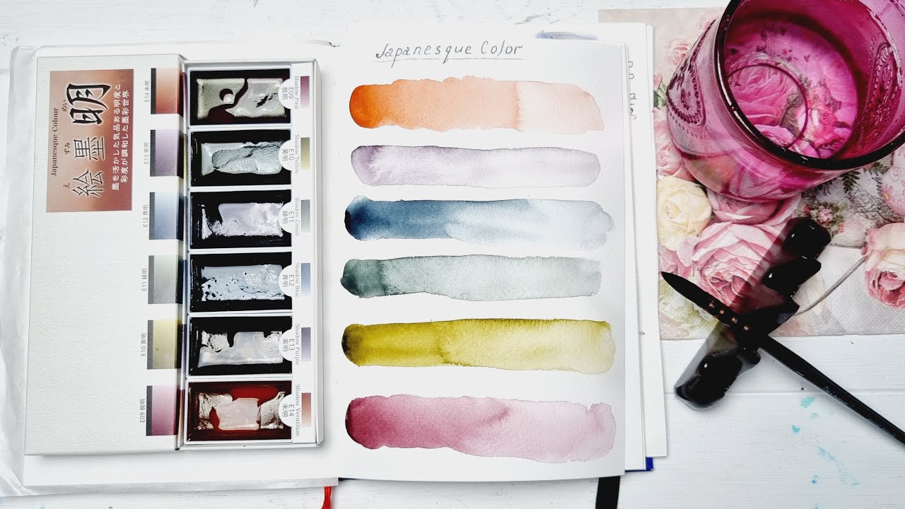BEST WATERCOLORS for Transparent Flowers: Japanese Boku Undo E-Sumi 6 Set Review