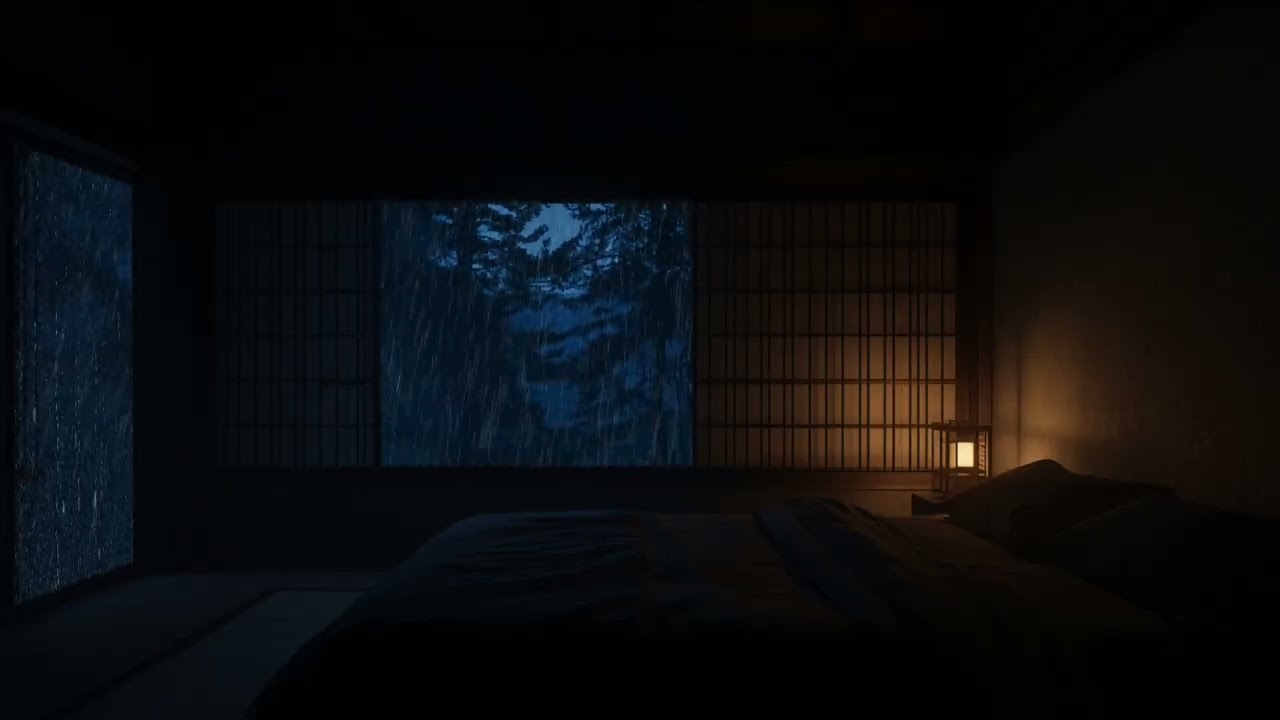 Cozy Rainy Night Bedroom 🌧️ Forest Rain Sounds for Deep Sleep & Relaxation