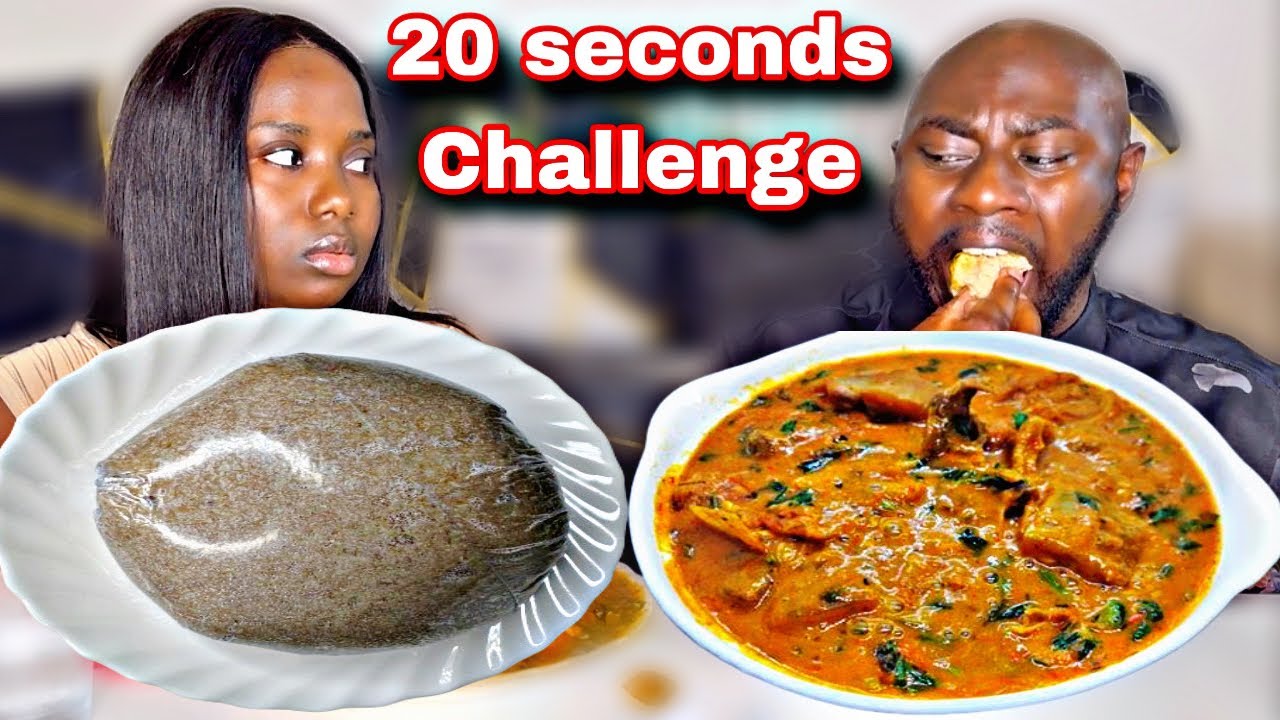 PICK AND EAT 20 SECOND CHALLENGE MUKBANG | AFRICAN FOOD MUKBANG WHEAT FUFU AND OGBONO SOUP MUKBANG
