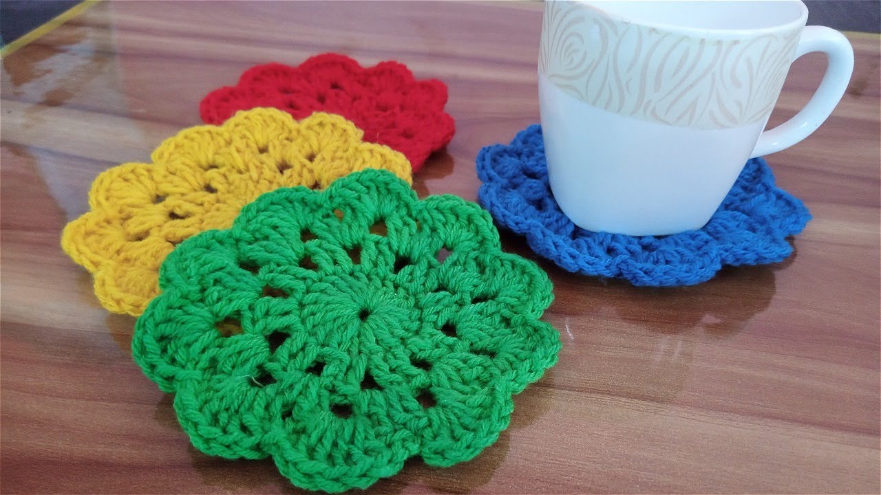 How To Crochet a Coaster In Tamil - With Eng Sub.
