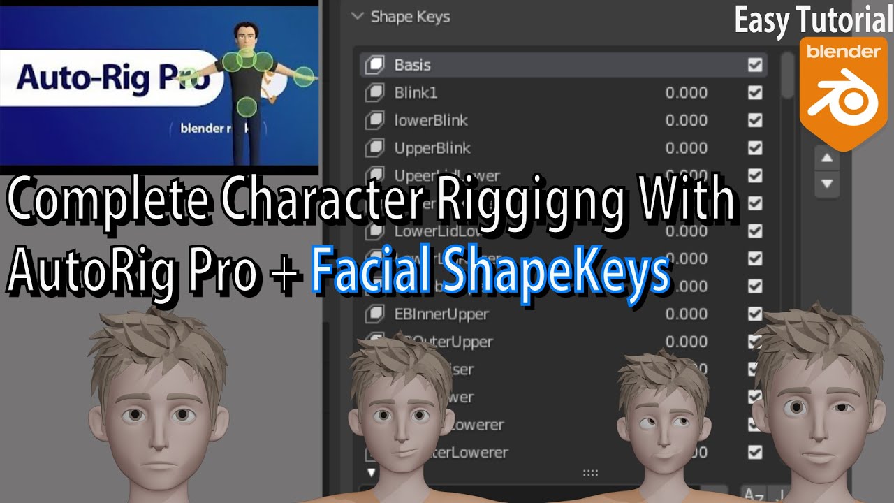 Blender 4 How To Use  Auto Rig Pro For Face Rigging With Shape Keys Beginners