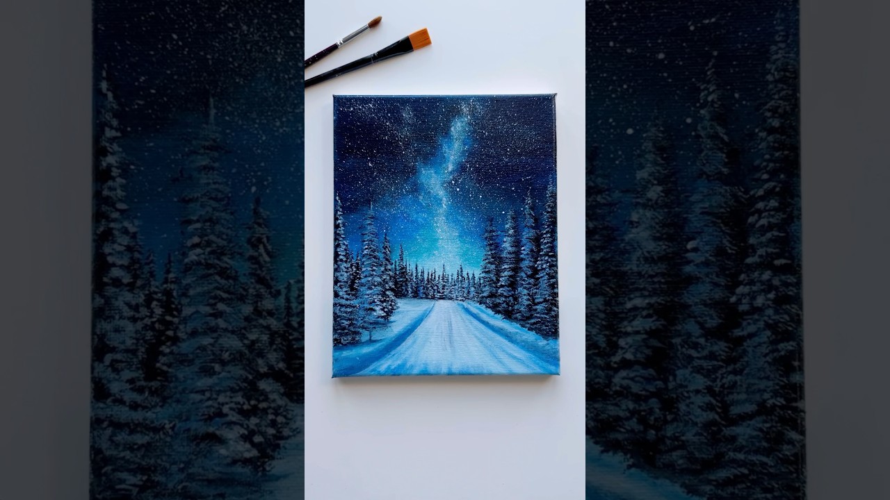 Winter nights🎄Cozy Christmas vibes ❄️   #acrylicpainting #christmas #art