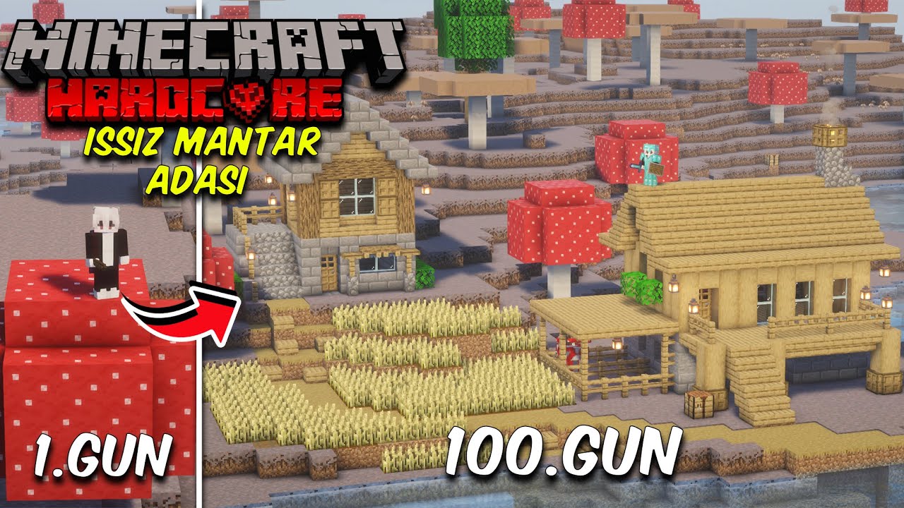 Minecraft'ın EN ISSIZ MANTAR Adasında 100 Gün Hayatta Kaldım!!