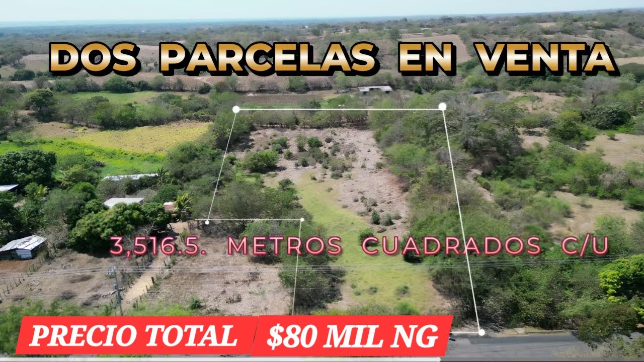 2 PARCELAS A ORILLA DE CARRETERA CERCA DE PLAYAS DE ACAJUTLA MIDE CADA UNA 3,516 METROS A $40,000 N