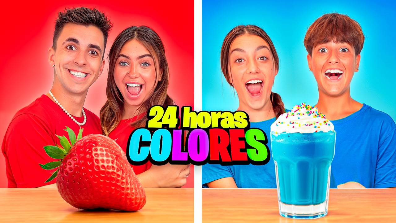 24 HORAS COMIENDO por COLORES en PAREJA!