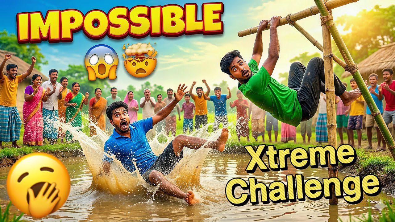 IMPOSSIBLE Double Water Challenge!🥱 Can he cross the Rings AND the Oily Pole? 😱 99% Failed