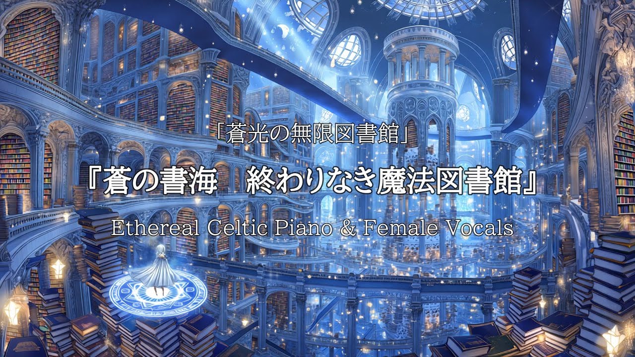 【作業用BGM】【癒し|リラックス】蒼光の無限図書館 ─ 透き通る歌声とケルトピアノBGM   散歩 | 読書 |勉強 | 瞑想
