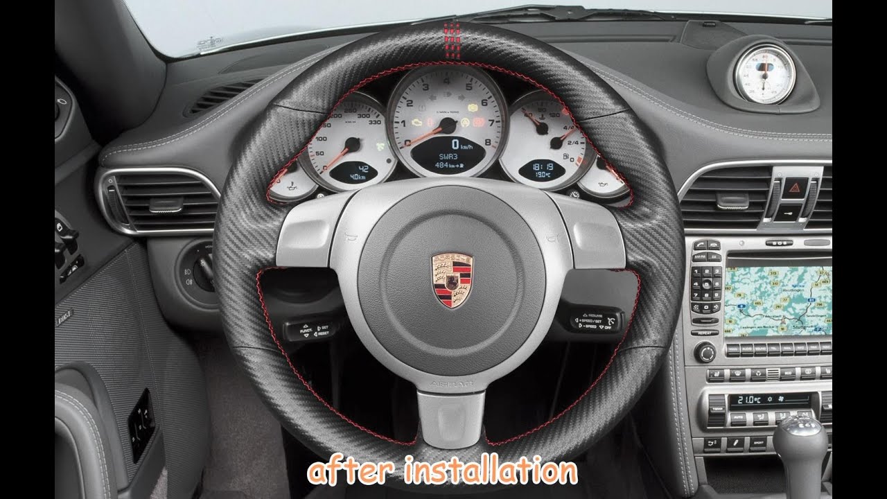 MEWANT--- for Porsche 911 (997) Boxster (987) Cayman (987) Car Steering Wheel Cover Installation