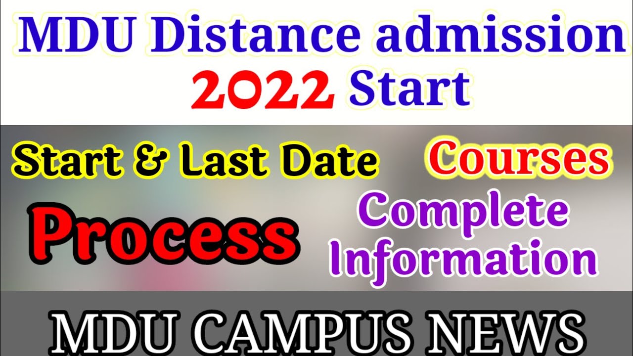 MDU distance admission 2022 start || mdu dde admission 2022 || how to fill mdu dde admission form