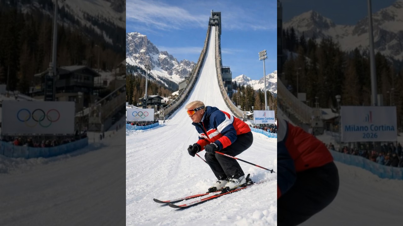 Trump in Olympic Ski Jump Трамп на лыжах #trump#ski#olympics#satire#сатира#funny#политика#aishorts
