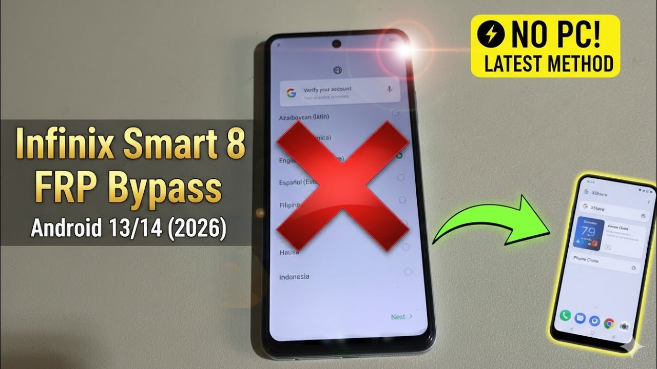 Infinix Smart 8 FRP Bypass Android 13/14 (2026) | Without PC & No Activity Launcher