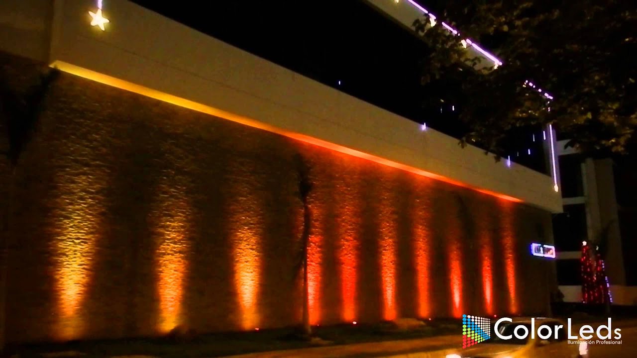 Iluminación decoración navideña San Juan Plaza 2014, fachadas led RGB, Colorleds, Huila, Colombia