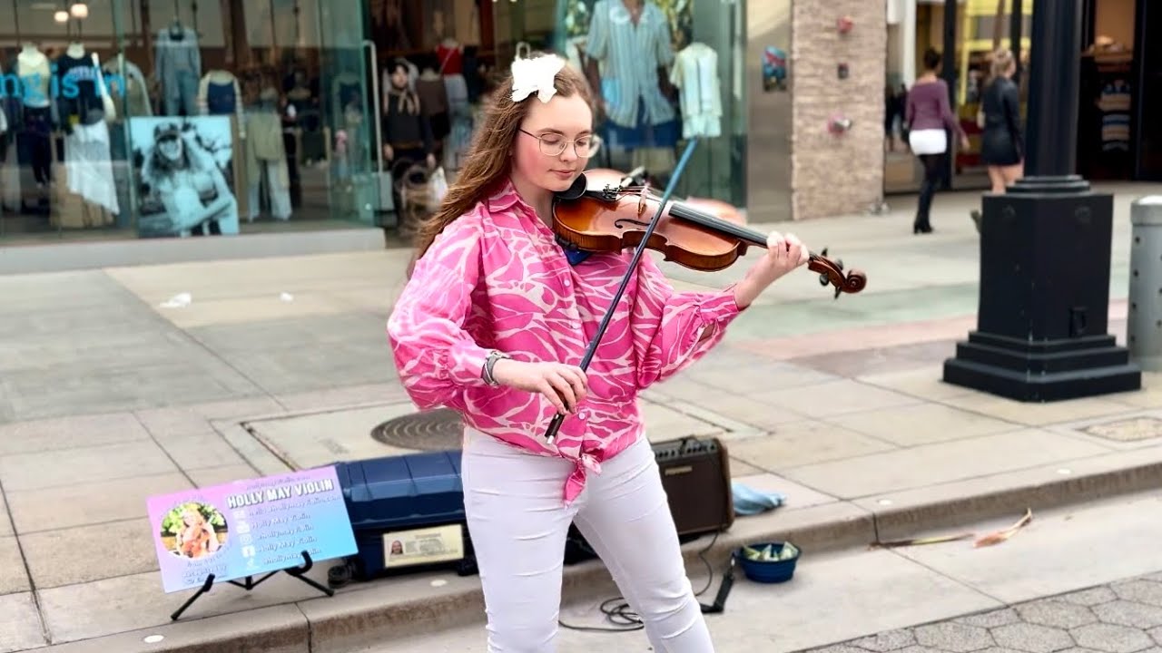 Unchained Melody The Righteous Brothers Violin Cover by Holly May (Santa Monica Street Performance)