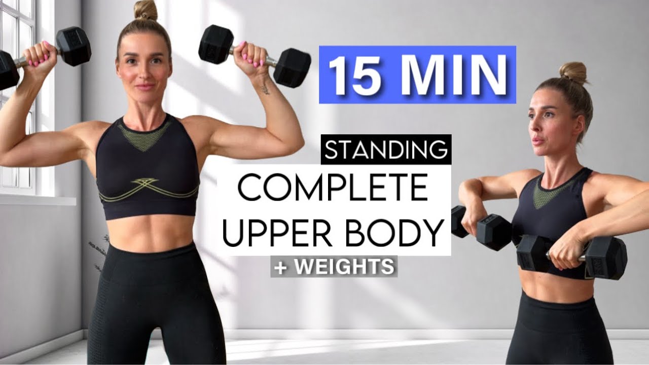 15 MIN ALL STANDING UPPER BODY - workout to get shred at home - No Repeat, Burn Calories
