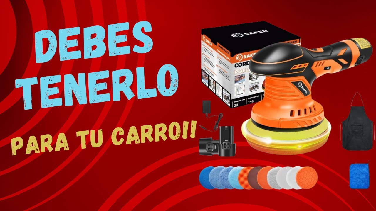 Pulidora inal&aacute;mbrica Saker, kit de pulido port&aacute;til para autom&oacute;vil de 6 pulgadas con carga r&aacute;pida