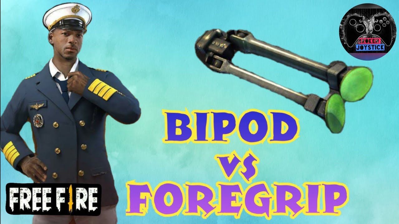 BIPOD vs FOREGRIP : comparison & review FREE FIRE || GARENA FREE FIRE