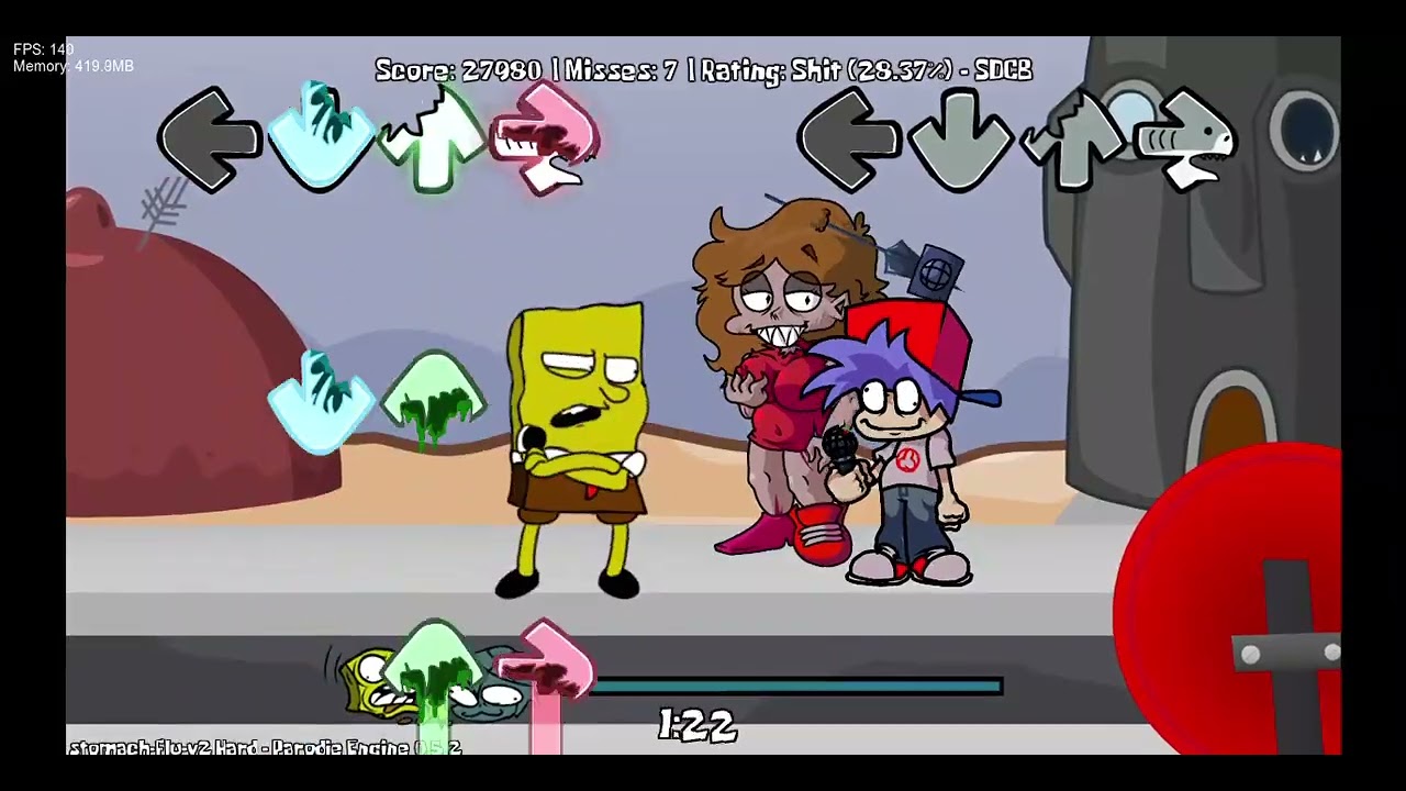 FNF SpongeBob Parodies V3.5 Stomach Flu V2 GamePlay
