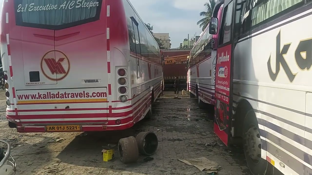 Kallada Travels amazing view in bangalore parking yard.