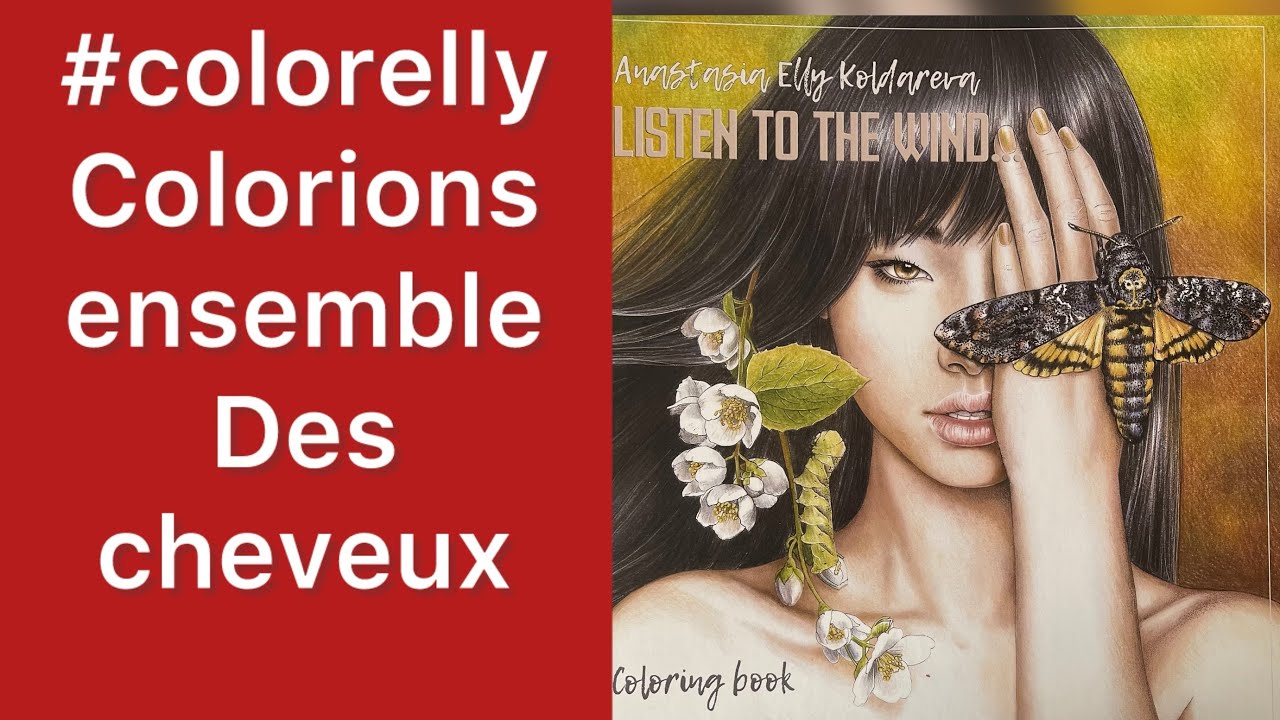#colorelly. tutoriel cheveux noir aux polychromos