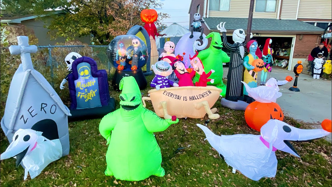 2021 Nightmare Before Christmas Halloween Display + Unboxing 8 New Inflatables!
