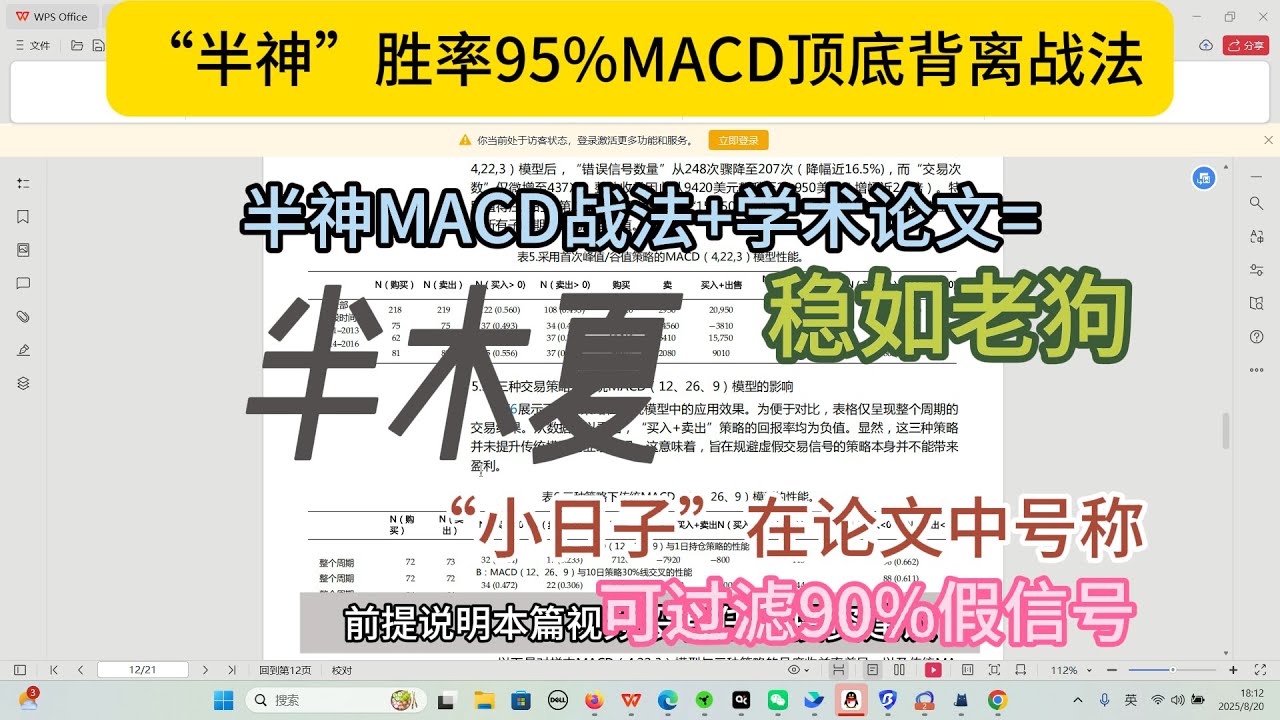 半神公开的5%胜率MACD顶底背离的交易系统 ，被日本某机构证实？1.5万狂赚了600万的翻仓秘籍策略码免费分享！！#半神MACD#半木夏#交易策略